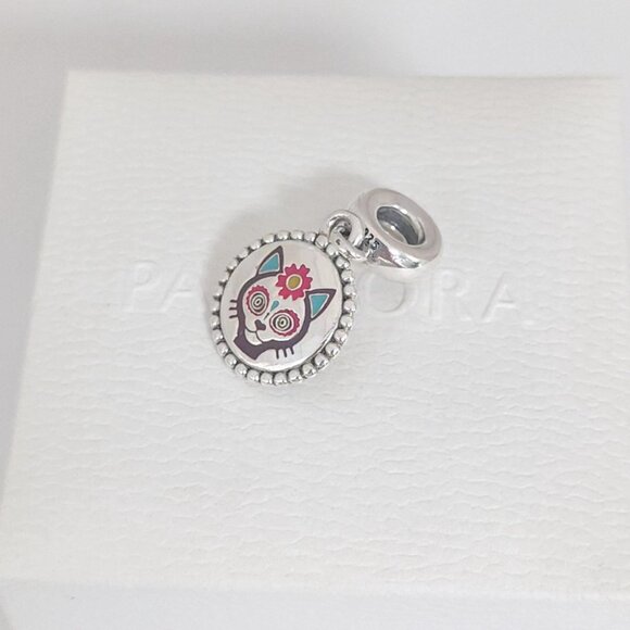 Pandora Mexico Day of the Dead Calaca Gato Dangle Charm S925 Silver with box - Picture 5 of 7